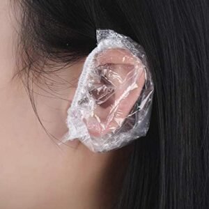 Disposable Waterproof Ear Covers for Bathing, Hair Dye & Shower (100 Pcs, Clear)