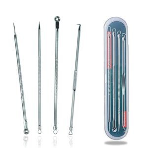 Blackhead & Pimple Remover Tool Kit with Case, Stainless Steel (Set of 4)